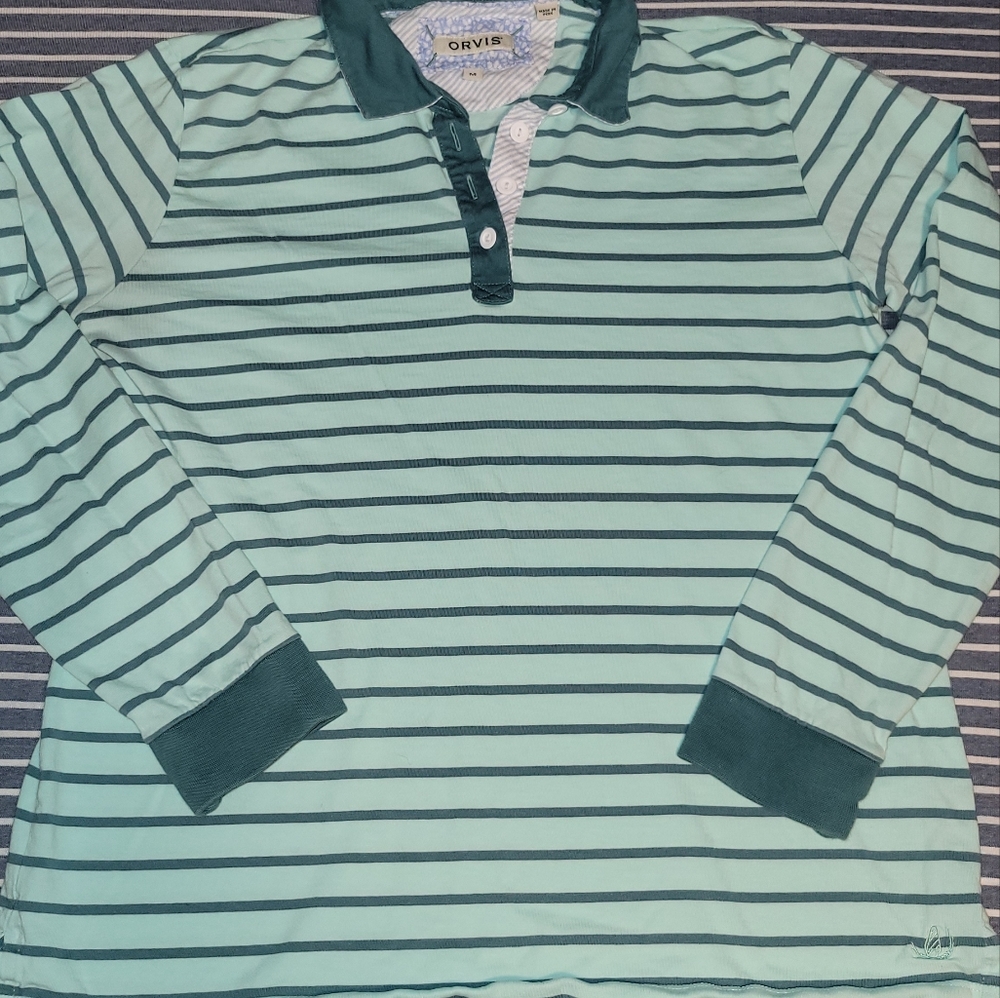 Orvis women's striped button placket shirt medium